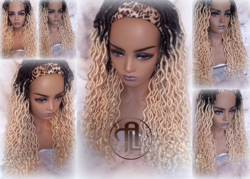 Headband Wig Gypsy Bohemian 613 Goddess Faux Dread Wig 1B Black Blonde Ombre Dark Roots Marley Dred Lock Platinum Braided Wig
