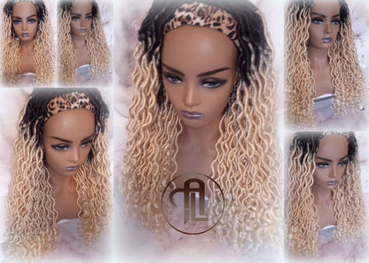 Headband Wig Gypsy Bohemian 613 Goddess Faux Dread Wig 1B Black Blonde Ombre Dark Roots Marley Dred Lock Platinum Braided Wig