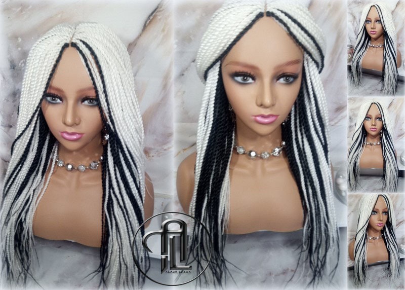 White Black #60 Senegalese Twist 24 Inch Long Soft Crochet Ombre High Temperature Braids Hair Synthetic Braiding Hair Extension