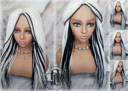 White Black #60 Senegalese Twist 24 Inch Long Soft Crochet Ombre High Temperature Braids Hair Synthetic Braiding Hair Extension