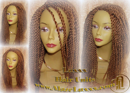 Auburn '14 #30 Handmade Senegalese Twist Wig Unit! Glueless Medium Kinky Twists Box Braid Wigs Havana Straight Ready to ship