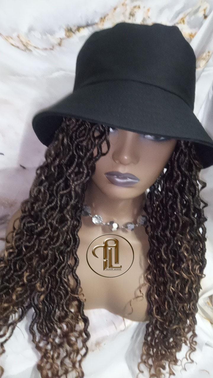 Bucket Hat Boho Goddess Locs  Ombre Brown Blonde Loc Wig Hat  Faux Locs Hat Wig  Dreads Locs Cap  Alopecia Chemo Hair Thinning Fisherman Hat