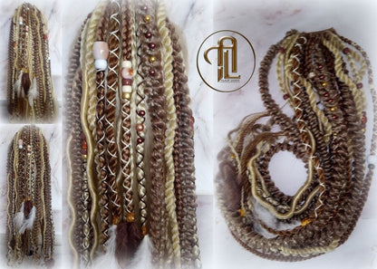 Ponytail Hair Fall Viking Renaissance Extensions Blonde Brown Elements Accents Feathers synthetic box braids hair scrunchie clipin Butterfly