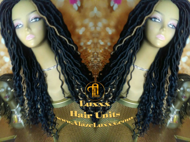 Dread Wig  Wavy Black Dreads 1B Honey Blonde 27 Gypsy Faux Synthetic Nu Goth New Marley Wool Dred Lock Carnival Hair Bohemian Boho Goddess