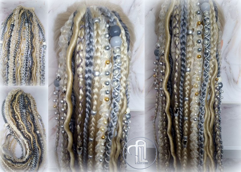 Ponytail Hair Fall Extensions Blonde 613 Grey Silver Elements Accents Feathers synthetic box braids hair scrunchie clip in Clip on Braids