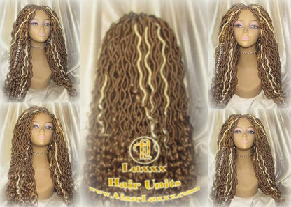 Wavy Goddess Faux Locs Blonde Honey 27 Hair Gypsy Bohemian Boho Dread Loc 613 27 DE SE Dred Lock Crochet Braided Wigs Carnival Festival Hair
