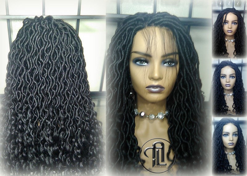 Goddess Locs Wig 4x4 Lace Closure w Baby Hairs Dread Wig Wavy Black Dreads Synthetic  Bohemian Gypsy Goddess Braids Dreads