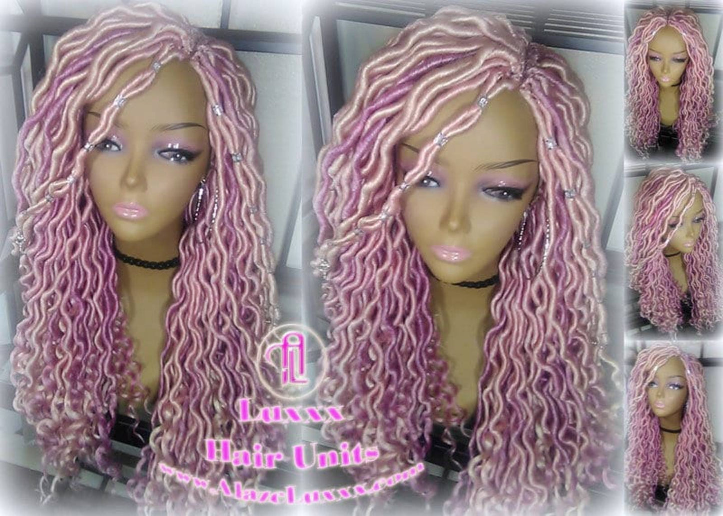 Pink Dreadlock Mermaid Wig Goddess Faux locs braided Synthetic hair Hot Pink Light Pink wig pink extensions stage hair gypsy Boho