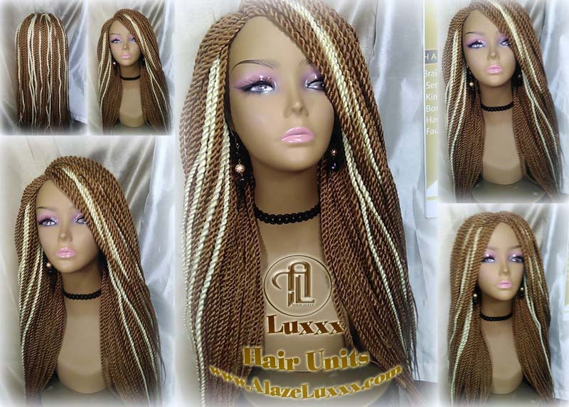 27 613 Blonde Long Straight Small Senegalese Twist Wig Unit Barbie Blonde 22' Braids Twist Locs 613 Braiding Hair Platinum Blonde Braids Wig