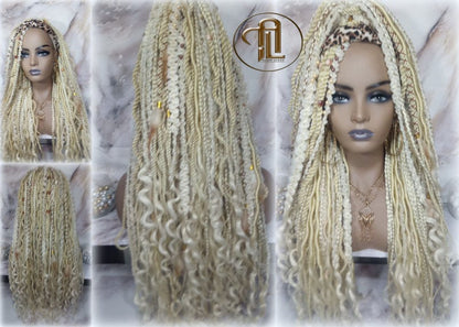 Headband Wig Blonde 613 Braids Dreads Mix Set Twist Soft Crochet Boho Dread Braid Set Bohemian extensions