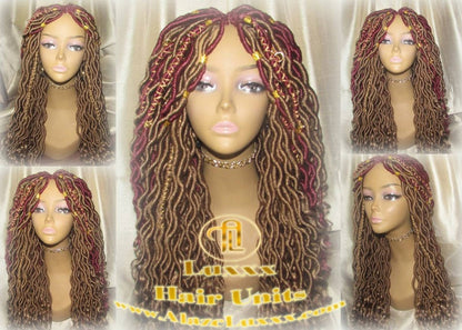 Goddess Faux Loc Wig Gold Honey Blonde 27 Marley Crochet Synthetic Dread Dred Red Burgundy 530 Ombre Box Braids Kinky Twist Hair Braided Wig