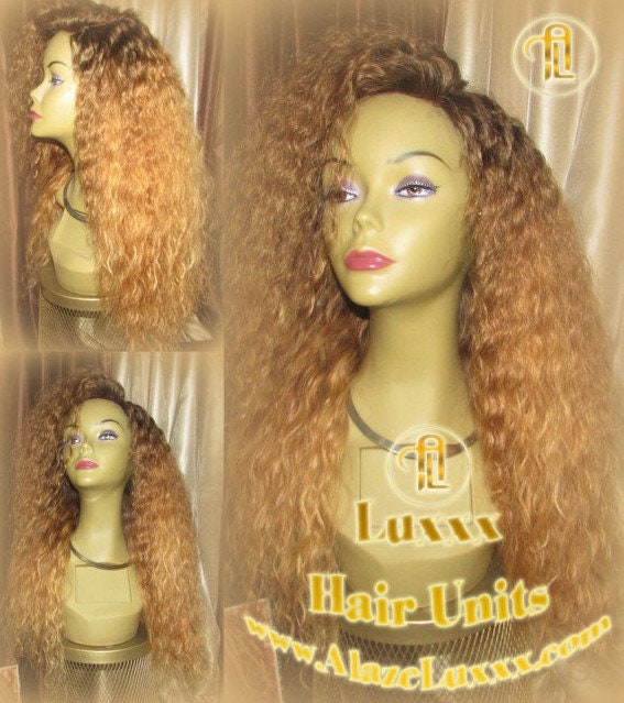 Ombre Highlights Balayage Wig Long Curly Virgin Hair Brown Blonde Lace Closure Blonde 30 27 613 platinum dark root Tight Kinky Curl Alopecia