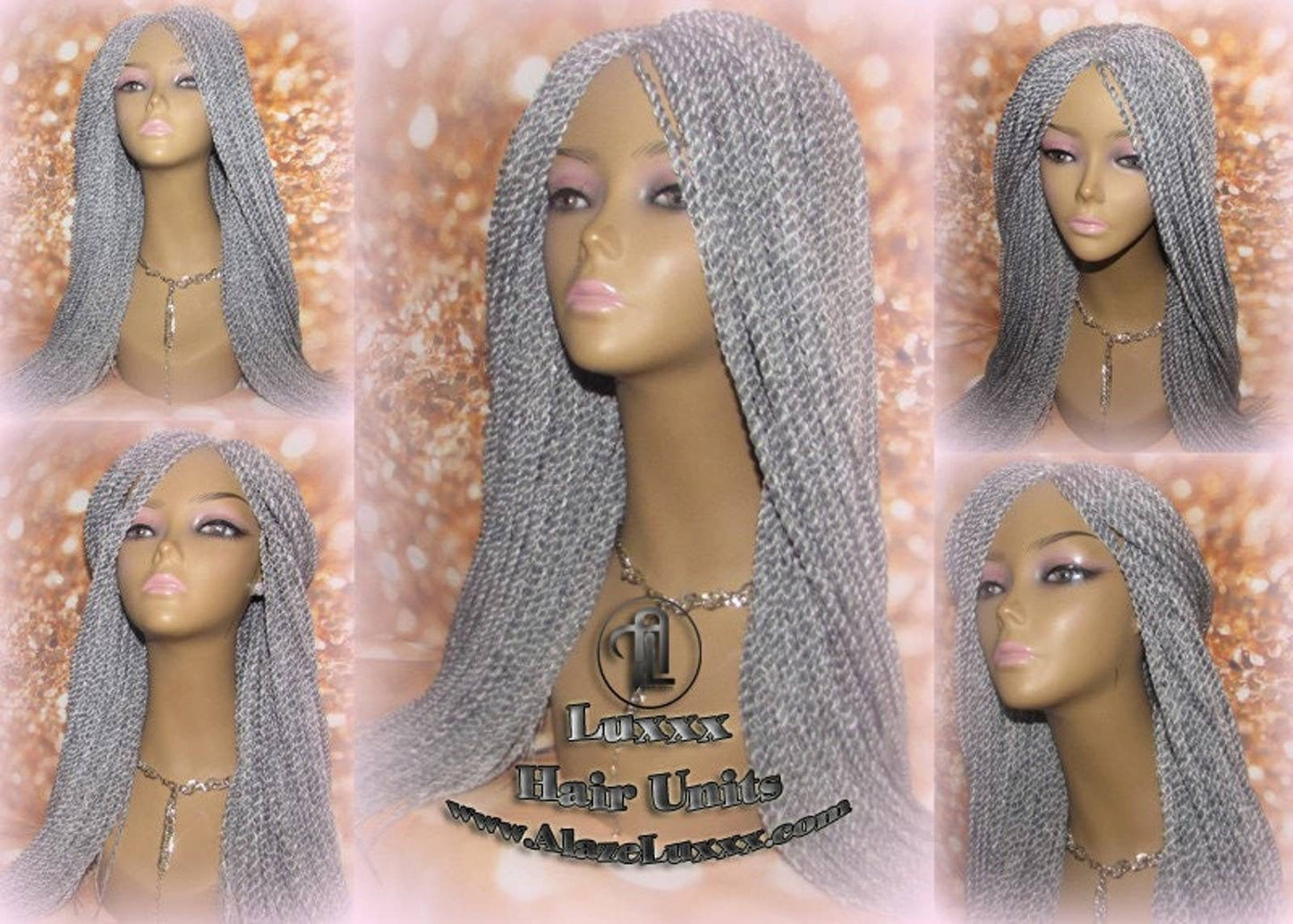 Senegalese Twist Wig Grey 44 51 Silver Braids Long Straight Small Storm Twist Braided Wigs Twisted Xpressions Braiding Hair Platinum Braids