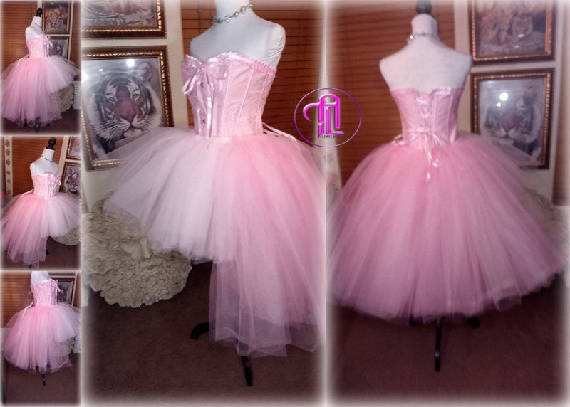 Valentines Day Dress Skirt Corset Style Outfit Light Pink Blush Pink Hi Low Skirt Hearts Cupid
