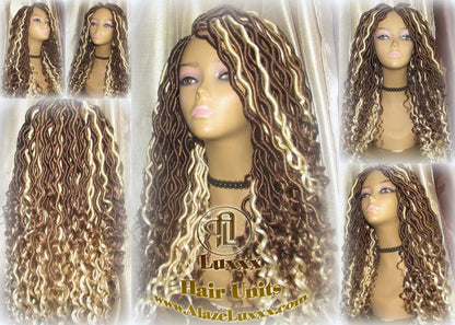 Goddess Faux Locs Platinum Brown Blonde  27 Gypsy Boho 613 Boho Braid Wig Bohemian Lace Dreads Closure Cosplay Mermaid Summer Spring