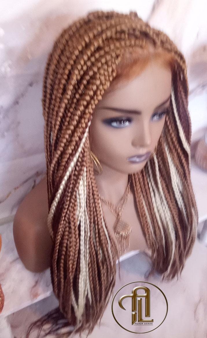Lace Frontal Braid Wig Blonde Brown Ginger 27 30 613 Box Braid Wig Copper White Blonde Platinum Lace Baby Hair Unit Straight Glueless Braid