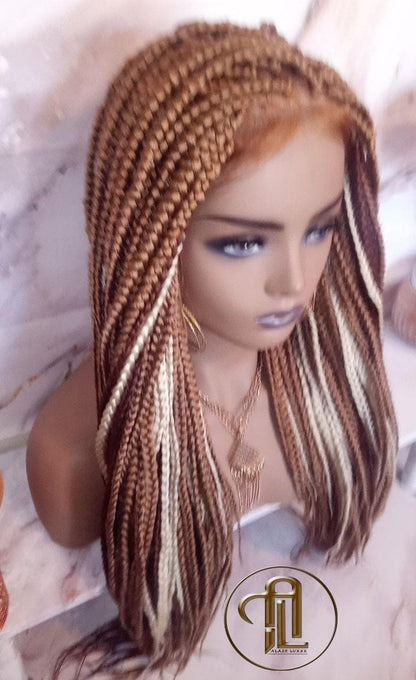 Lace Frontal Braid Wig Blonde Brown Ginger 27 30 613 Box Braid Wig Copper White Blonde Platinum Lace Baby Hair Unit Straight Glueless Braid