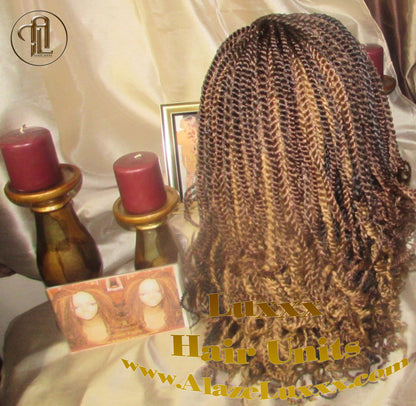 Soft Curly Kinky Twist Wig Unit Ready2Ship: 14/16' Chocolate Brown 4/27/30  2tone Alopecia Natural Kinky Marley Crochet Braided Braiding