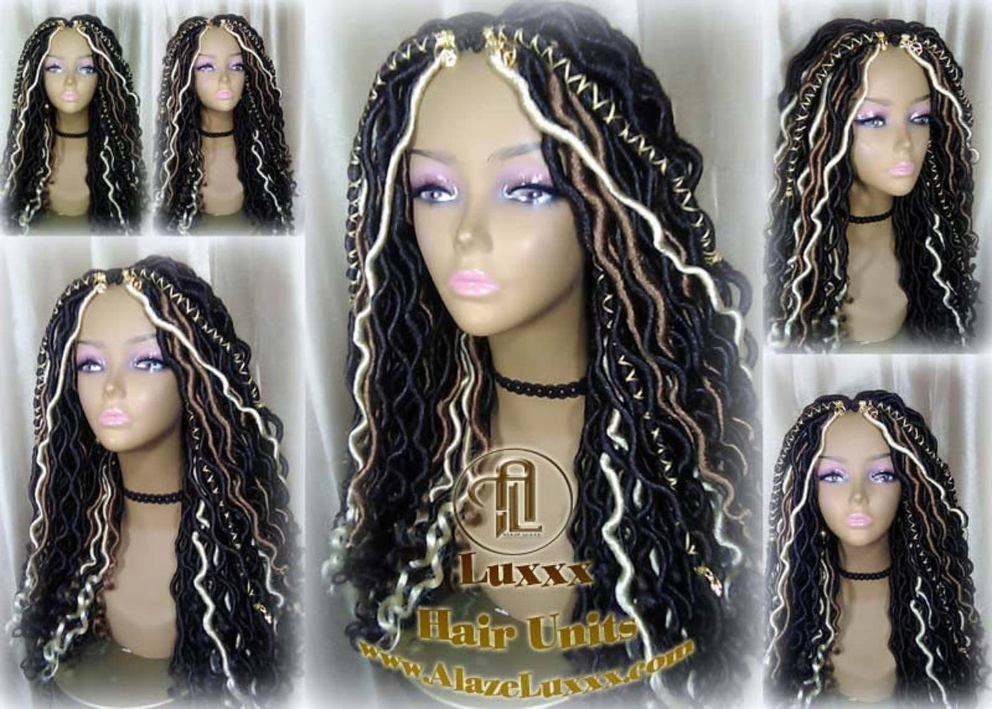 Dread Wig Black Blonde 613 27 Black Dread Gypsy Bohemian Boho Long Wavy Goddess Faux Locs Honey DE SE Dred Lock Braided Wigs Distress