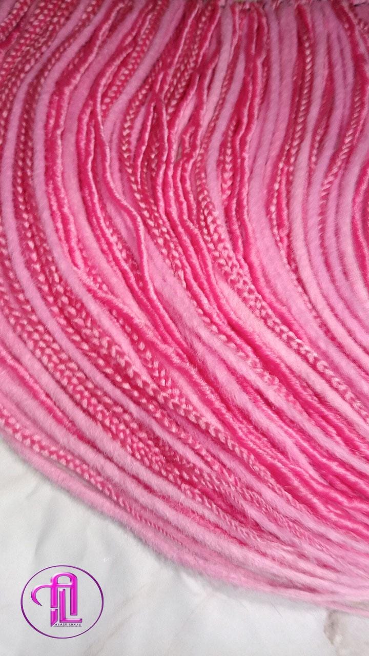 Single End Hot pink Light pink SE Set Straight wavy dreads textured braid Bohemian synthetic dreadlock Soft Boho Dread Braid Hair Extension