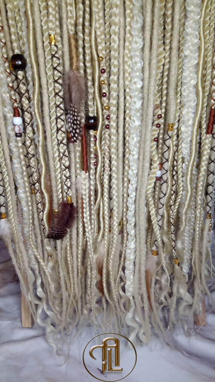 Boho Blonde Single Ended Dreads Full Set Festival Viking Braid in Dreads Extensions DE SE Synthetic Braid in Dreadlocks 613 Locs Extensions