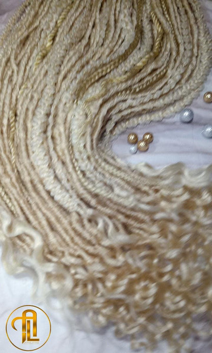 Blonde 613 Single End  SE 75 Piece Set Straight wavy dreads textured braid Bohemian synthetic dreadlock Soft Boho Dread Braid Hair Extension