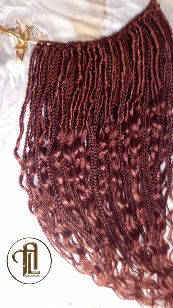 Boho Dread Braid Single Ended Ginger Red Burnt Orangish SE 75 Piece Set Mixed Soft Crochet Hair Wrap Extension Texture Natural Realistic