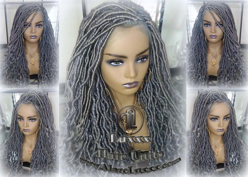 Lace Frontal Goddess Faux Dread Loc Lace Straight Storm Silver Grey Gray 44 51 Boho Gypsy Wavy Lock Crochet