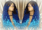 Goddess Faux Locs Blue Ombre curly long wig synthetic dreads crochet braids Mermaid Hair Drag Queen Cosplay Wig Carnival Festival Hair