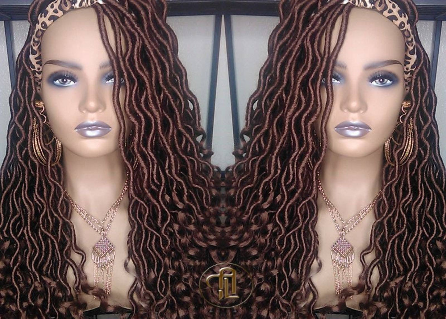Headband Wig Brown 30 Goddess Faux Locs Gypsy Bohemian Boho Dread Loc Wig Blonde Wavy Marley Crochet Braided Wig Ready to ship