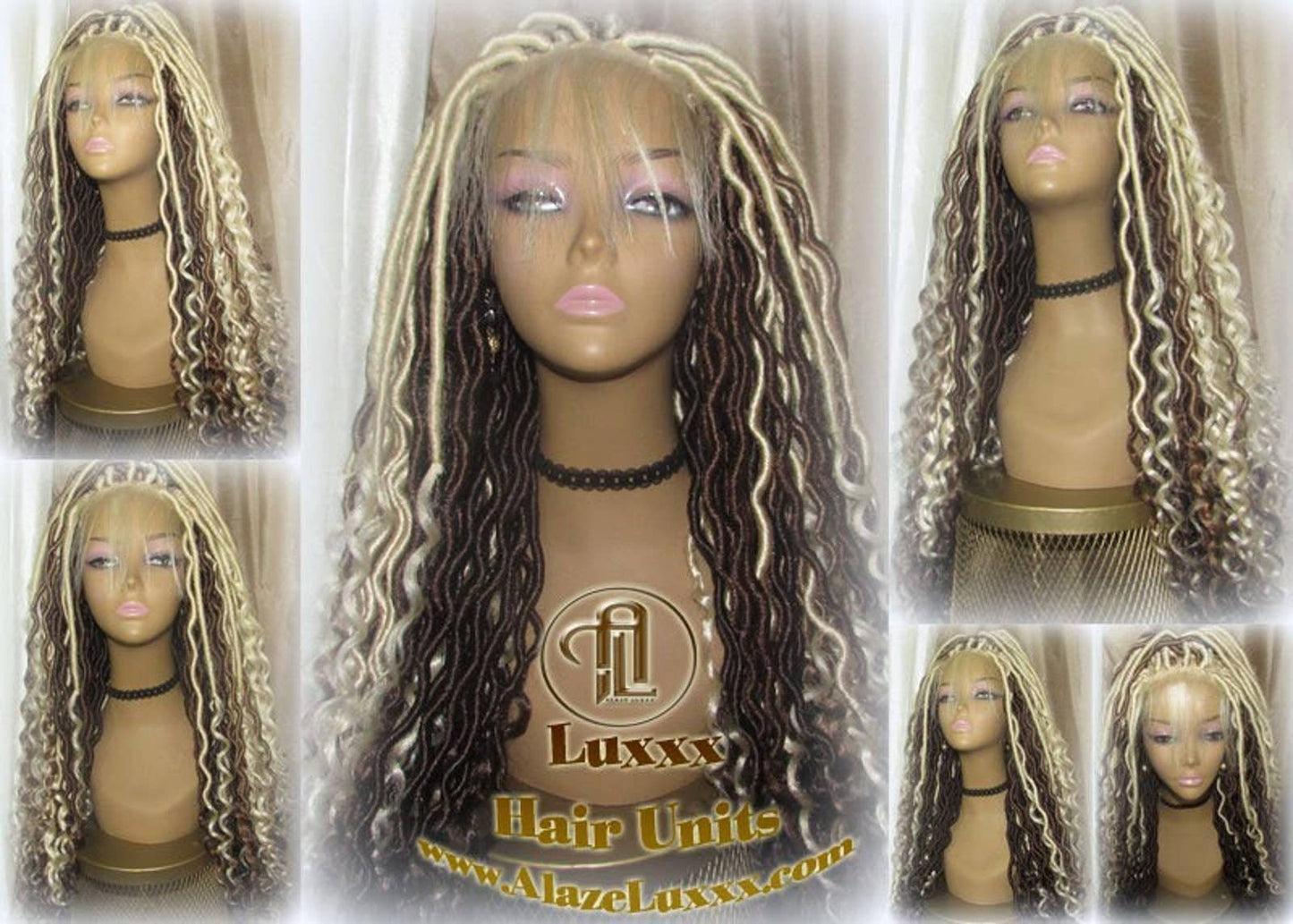 Goddess Faux Locs Platinum Blonde Brown 27 Gypsy Boho 613 Boho Braid Wig Bohemian Lace Dreads Closure Cosplay Mermaid Summer Spring
