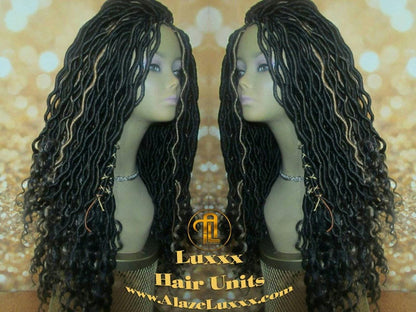 Goddess Faux Locs Wig Black Blonde 27 Dread Wig Wavy Black Dread 1B Long Long Gypsy Locs Wig Synthetic Dred Lock Bohemian Boho Crochet Braid