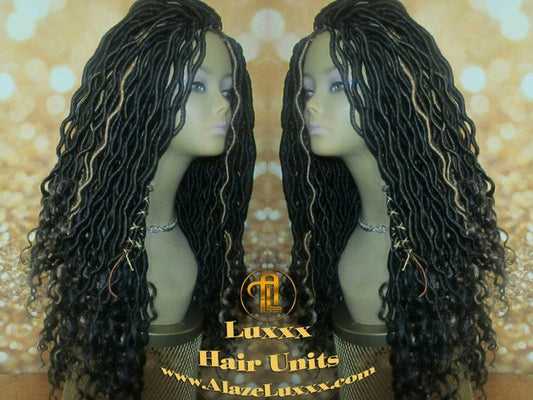 Goddess Faux Locs Wig Black Blonde 27 Dread Wig Wavy Black Dread 1B Long Long Gypsy Locs Wig Synthetic Dred Lock Bohemian Boho Crochet Braid