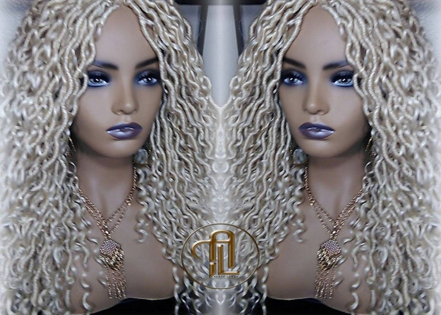 613 Blonde Goddess Faux Locs 14in Short Braid Wig Platinum White Blonde Marley Dred Lock Wig Gypsy Bohemian Boho Lace Part