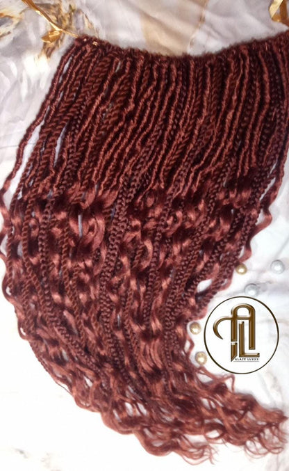 Boho Dread Braid Single Ended Ginger Red Burnt Orangish SE 75 Piece Set Mixed Soft Crochet Hair Wrap Extension Texture Natural Realistic