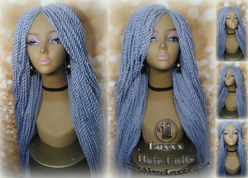 Senegalese Twist Wig Icy Grey 44 51 Gray Silver Braid Long Straight Small Micro Million Twist Wigs Braided Twisted Xpressions Braiding Hair