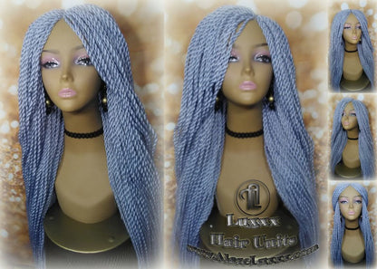 Senegalese Twist Wig Icy Grey 44 51 Gray Silver Braid Long Straight Small Micro Million Twist Wigs Braided Twisted Xpressions Braiding Hair