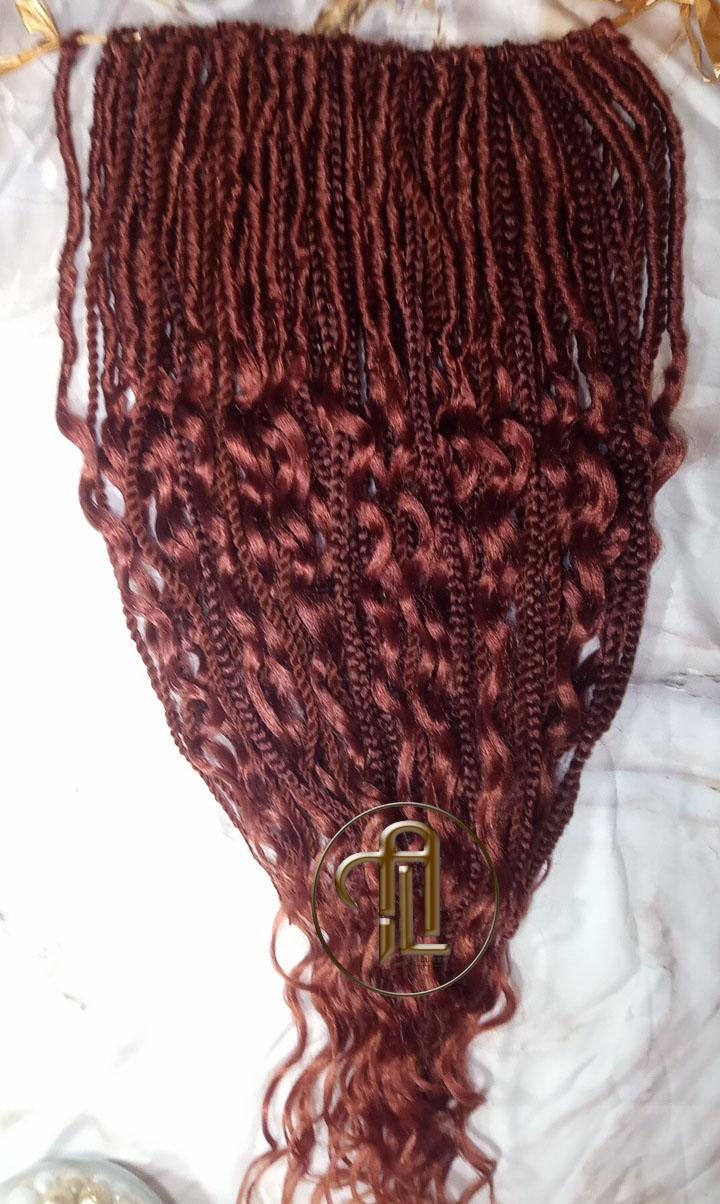 Boho Dread Braid Single Ended Ginger Red Burnt Orangish SE 75 Piece Set Mixed Soft Crochet Hair Wrap Extension Texture Natural Realistic
