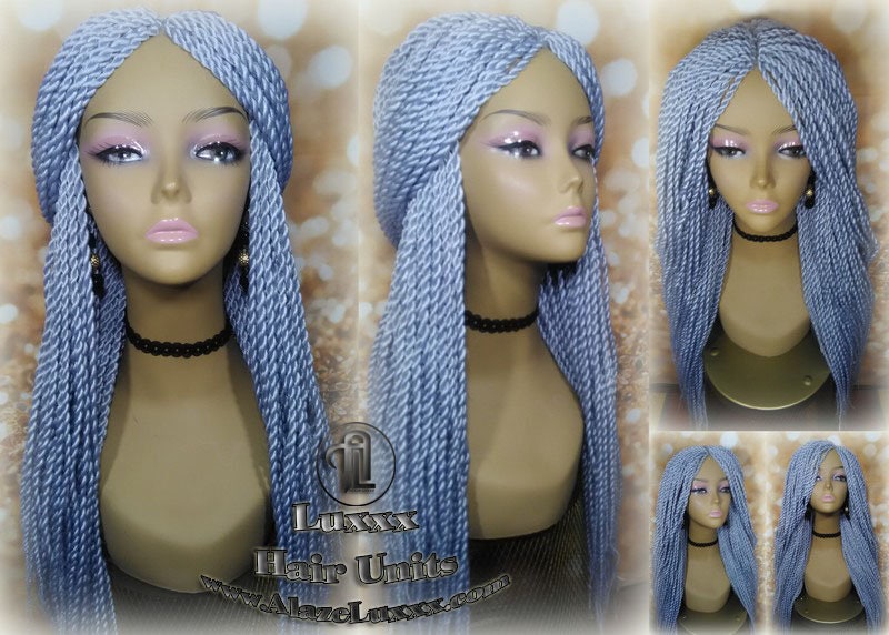 Senegalese Twist Wig Icy Grey 44 51 Gray Silver Braid Long Straight Small Micro Million Twist Wigs Braided Twisted Xpressions Braiding Hair