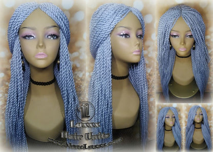 Senegalese Twist Wig Icy Grey 44 51 Gray Silver Braid Long Straight Small Micro Million Twist Wigs Braided Twisted Xpressions Braiding Hair
