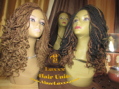 Blonde Straight Senegalese Twist Wig Unit 14' Auburn 27 30 Curly Alopecia Natural Kinky Marley Crochet Braided Braiding Wigs for cancer