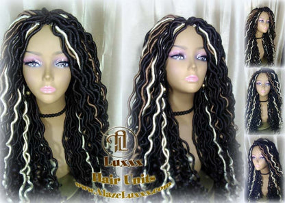 Dread Wig Black Blonde 613 Black Dread Gypsy Bohemian Boho Long Wavy Goddess Faux Locs Platinum DE SE Dred Lock Braided Wigs Distress