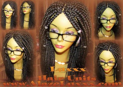 Box Braid Wig Unit 14 NEW Natural Look! Handmade Large Medium! Glueless Lace Finish! 14' Large Silky Individual Hair Braiding Zillions HOT