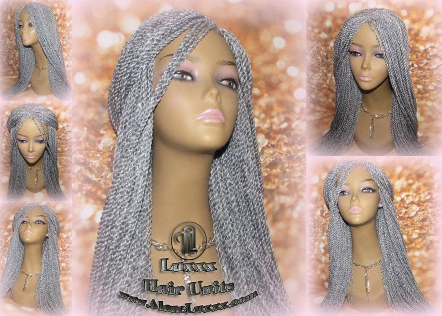 Senegalese Twist Wig Grey 44 51 Silver Braids Long Straight Small Storm Twist Braided Wigs Twisted Xpressions Braiding Hair Platinum Braids