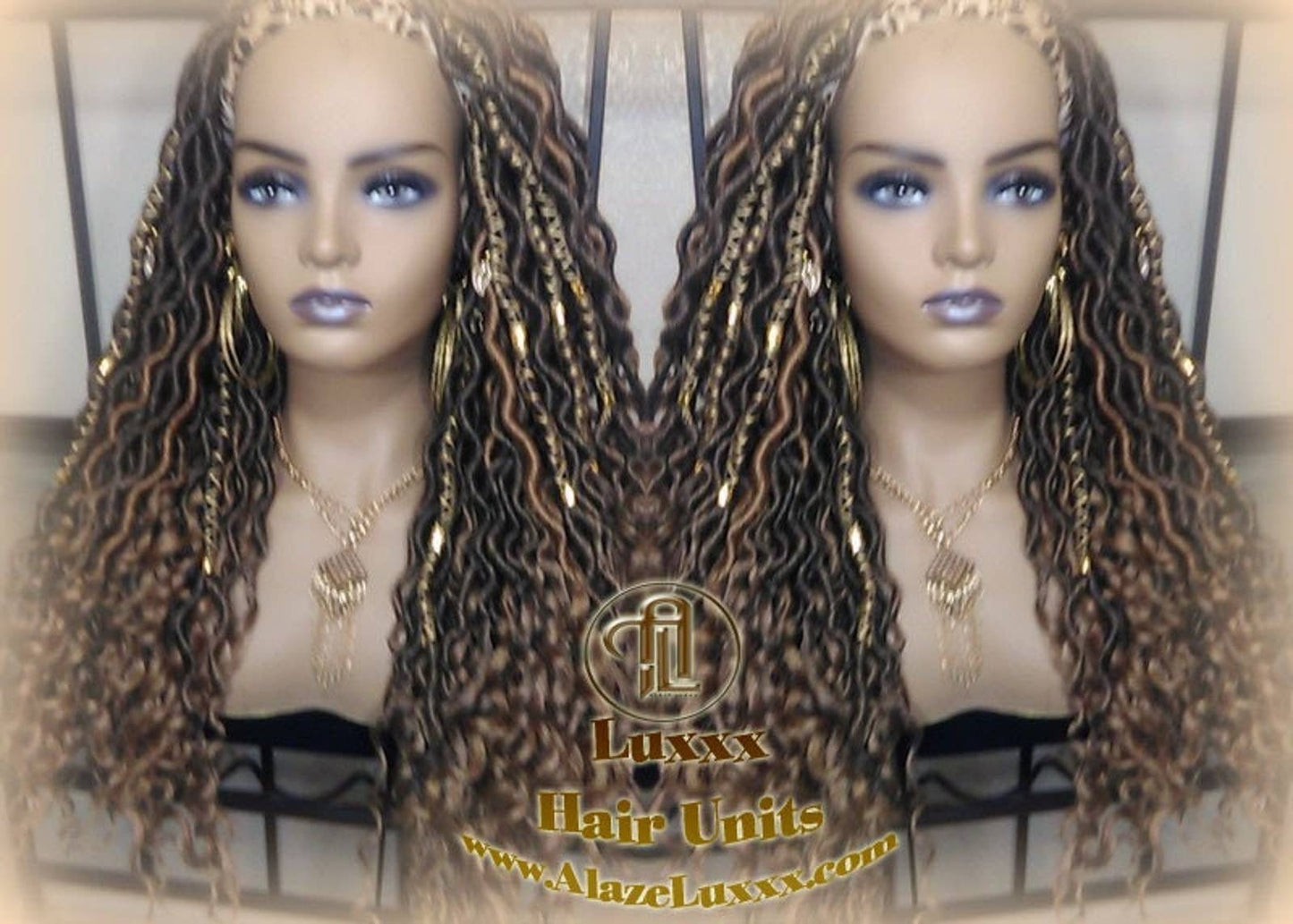 Headband Wig Blonde Tips 27 Brown Blonde Goddess Faux Loc Bohemian Boho Gypsy