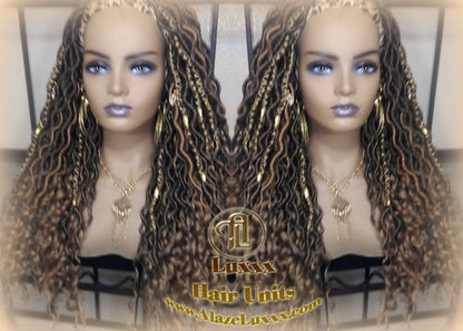 Headband Wig Blonde Tips 27 Brown Blonde Goddess Faux Loc Bohemian Boho Gypsy