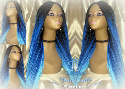 Blue Ombre Senegalese Twist Braid Wig Small Long Carnival Festival EDC Drag Queen Cosplay Unicorn Mermaid Wig Sale Alopecia Blue Braids