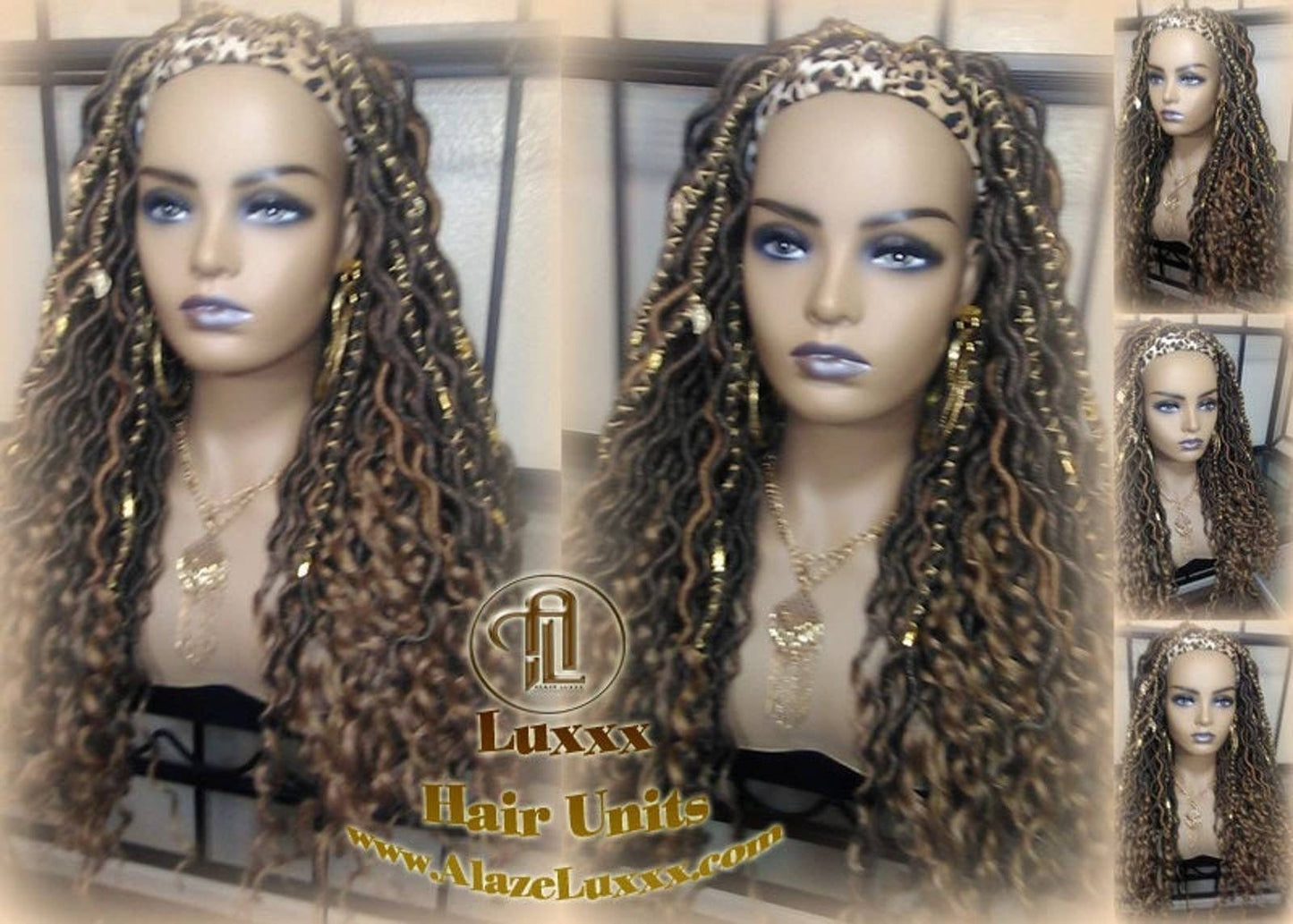 Headband Wig Blonde Tips 27 Brown Blonde Goddess Faux Loc Bohemian Boho Gypsy
