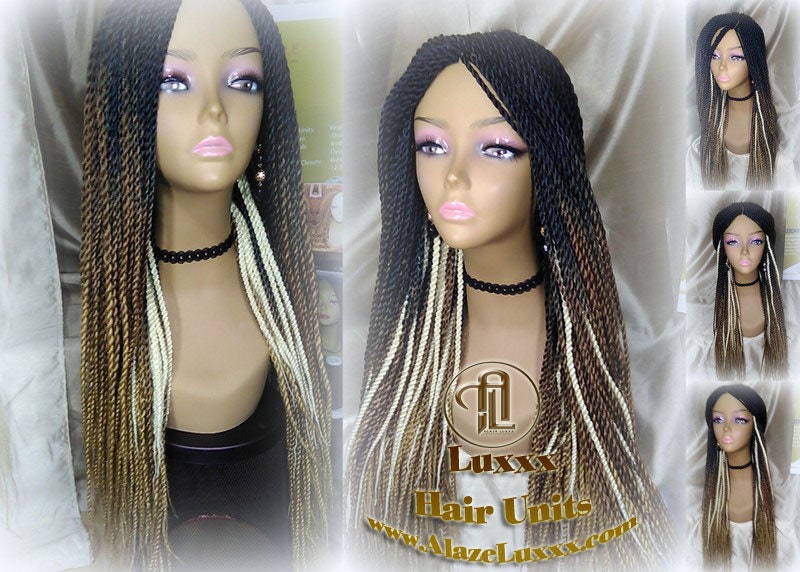 Senegalese Twist Braid Wig 26 28 Inch Long Ombre Black Brown Blonde 27 613 Small Crochet Braids Drag Queen Wig Synthetic Braiding Alopecia