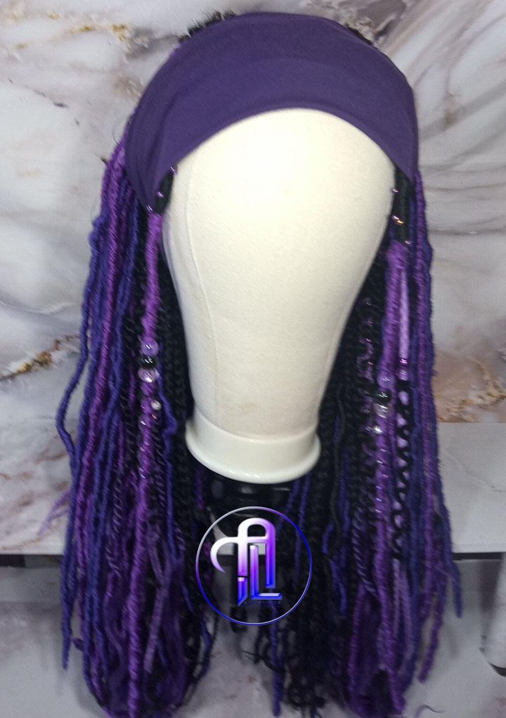Wide Headband Wig Viking Ombre Goddess Boho Locs Black Purple Crochet Synthetic Dread Curly Ends Braided Hair Fall Twist Butterfly loc